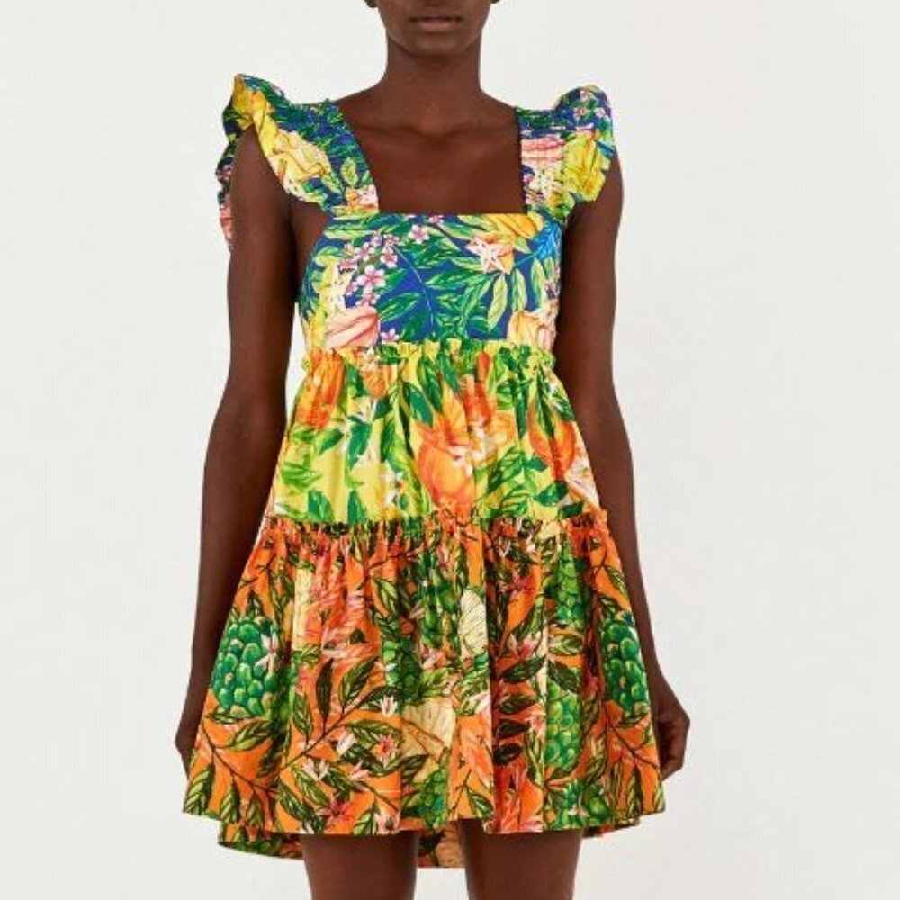 Farm Rio Tiered Mini Dress Sz M